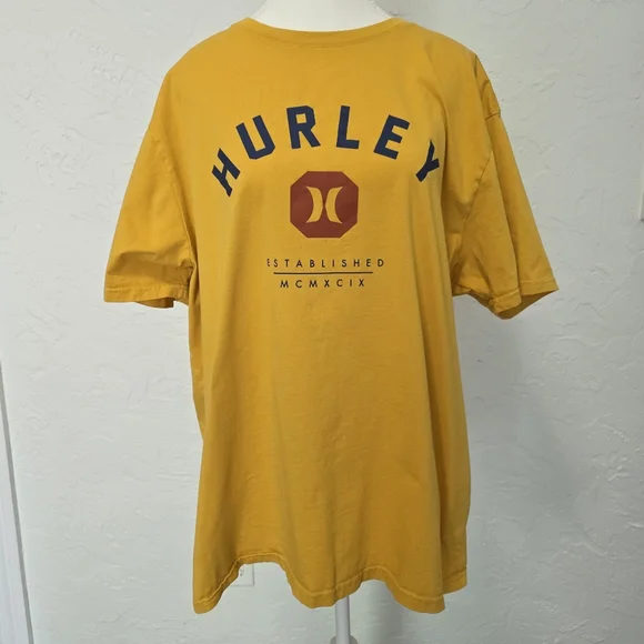 Hurley Mustard Yellow Blue Red Top Size XL - Picture 5 of 7